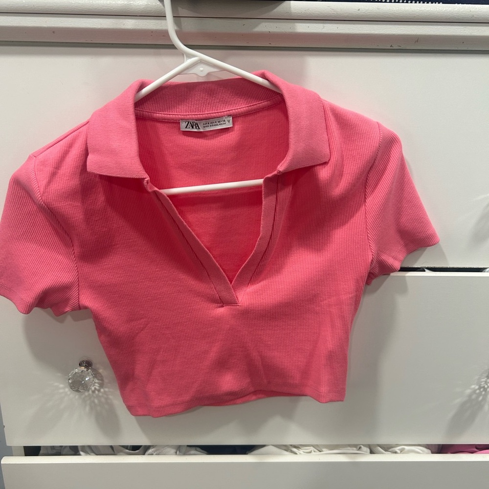 Small ZARA cropped collared shirt